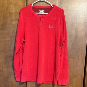 Under Armour Men's Vibrant Red Henley Long Sleeve Shirt